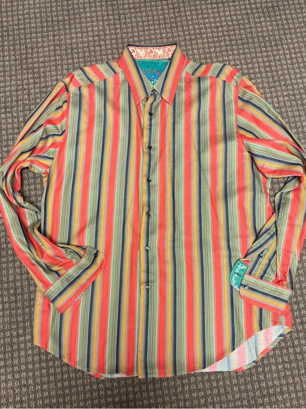 Robert Graham Mens Multicolor Striped Button-Up Shirt